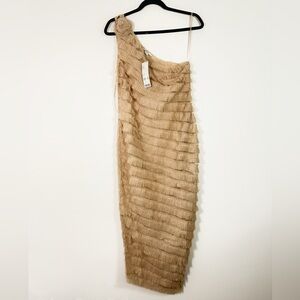 Kimchi Blue Sheer Ruffle Dress in Beige Size Medium NWT